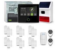 Kit de système d'alarme HUXGO Wi-Fi + GSM 4G avec sirène solaire, 1 détecteur de mouvement et 12 capteurs de porte, HXA502 B