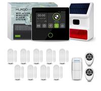 Kit de système d'alarme HUXGO Wi-Fi + GSM 4G avec sirène solaire, 1 détecteur de mouvement et 9 capteurs de porte, HXA502 B