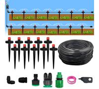 Kit de système d'arrosage automatique d'arrosage à pointes de 1/4 pouces pour l'irrigation goutte à goutte de jardin, pour Pot de bonsaï, plante, fleur, serre de légumes 15M