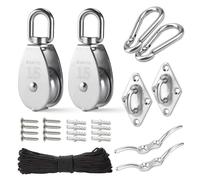 Kit de SystèMe de Poulie en Acier Inoxydable M15 - Roue de Poulie Robuste, Bloc de Poulie avec Corde en Nylon, Pour le Levage,