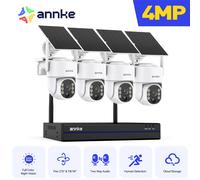 Kit de système de sécurité ANNKE 16CH NVR 4MP WiFi avec caméra IP solaire, vision nocturne, détection humaine, audio bidirectionnel, ensemble de caméras CCTV With 4PCS cam