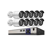 Kit de système de sécurité POE NVR avec détection de Visage | Détection de mouvement P2P 10CH HD 5MP Audio CCTV vidéosurveillance ensemble de caméras IP(4T,10CH NVR and 8Camer)