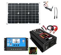 Kit De Système D'énergie Solaire - Panneau Solaire 18 W 12 V avec Contrôleur De Charge 30 A, Kit Complet De Panneaux Solaires Hors Réseau avec Onduleur, Alimentation Portable pour Le Camping, Les