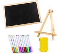 Kit de tableau noir en bois Unyqoos® (face unique), environ 20 x 30 cm, avec 12 marqueurs et une éponge – réutilisable, idéal pour les mariages, les cafés et les restaurants