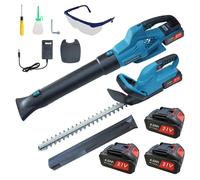 Kit de taille-haie et de souffleur de feuilles sans fil Zimilo 21V, moteur puissant de 650W sans balais, lame de 52 cm, souffleur de feuilles à 6 vitesses avec batterie de 2000 mAh