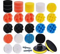 Kit de tampons de polissage - Kit de polissage automobile - 31 pièces - 80 mm - Filetage M10, alésage de 10 mm - Mousse, laine et acier inoxydable - Vert