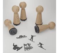 Kit de Tampons de Snowboard - Idée Cadeau Créative pour Fans - Backflips, Sculpture, Freestyling - Tampon en Bois de Hêtre pour Bricolage - Flair pour la Maison