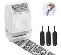 Kit de Tampons Roulants Confidentiels, Tampon Roller Protection des Données avec 3 Recharges d’Encre Non Toxique, Tampon à Rouleau pour Masquage des Informations Personnelles, Blanc