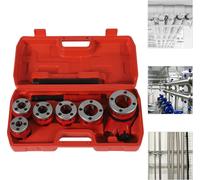 Kit de taraudage manuel pour tubes - Modèle 62C - Avec cliquet - 6 têtes de taraudage - Pour tubes en acier, cuivre, plastique et tubes galvanisés - Acier allié - Rouge