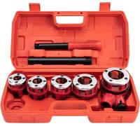 Kit de taraudage manuel pour tubes - Tarauds pour tubes - 5 mèches de 1,0 à 3,2 cm - Pour tubes galvanisés, en fer et en PPR - Outil de plomberie - Rouge