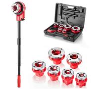 Kit de tarauds SucceBuy comprenant 6 têtes de taraudage, coupe-filet manuel pour tubes, pour filetage NPT de 1/2 à 2 pouces, outil manuel avec coffret, idéal pour la plomberie et les réparations