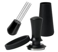 Kit de tasseur pour expresso - 51 mm - Base filetée - Distributeur de café - Tapis en silicone - Acier inoxydable 304 - Extraction uniforme