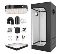 Kit de tente de culture complet à intensité variable, système complet 70 x 70 x 160 cm, avec éclairage LED 200 W à spectre complet