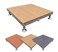 Kit De Terrasse Flottante, Plate-forme Modulaire Extérieure En Bois Composite, Dalles De Terrasse Emboîtables De 33 "x 33", For Arrière-cour, Pelouse Et Jardin(Teak Wood)