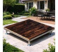 Kit De Terrasse Flottante - Plate-forme Modulaire Extérieure En Bois | Revêtement de Sol d'extérieur, Pieds Réglables, Dalle de Terrasse, pour Patio, Jardin, Balcon(Dark brown)