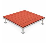 Kit De Terrasse Flottante pour Terrasse Pelouse Jardin Facile à Installer | Dalle De Terrasse ExtéRieure En Composite Avec Pieds RéGlables En Hauteur(Red)