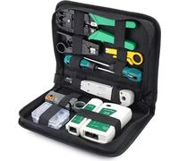 Kit de test réseau LAN PREMIUM - mallette incluse - RJ45 / RJ12 / RJ11 / CAT5 / CAT5e / Cat6 / UTP / LAN - Testeur de câbles avec pince à sertir et pince LSA