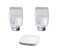 Kit de Têtes Thermostatiques Connectées Universelle avec Ecran LCD + Passerelle ZigBee (Kit 2 têtes + 1 passerelle)