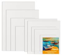 Kit de toiles pour peinture, 10 pièces - 30 x 20 cm, blanches - Mélange coton et lin - Rectangulaires