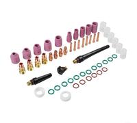 Kit de torche de soudage TIG 49 pièces avec lentille à gaz Stubby #10 et tasses en verre - Compatible avec les torches WP-17/18/26, comprend des buses en aluminium, des pinces et des joints toriques