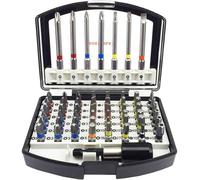 Kit de tournevis, 56 pièces, en acier allié S2, avec support magnétique, embouts de 25 mm et 75 mm, types PH/PZ/SL/TORX/embouts de sécurité, dans un boîtier en plastique robuste avec clip de ceinture