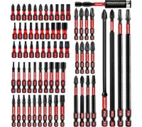 Kit de tournevis 68 pièces, résistant aux chocs, en acier S2, avec douille hexagonale de 1/4 de pouce et support de bits magnétique