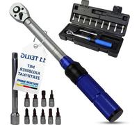 Kit de tournevis pour véhicules et deux-roues 6,4 mm, 5-25 Nm - Kit d'outils de précision - Adaptateur - Tournevis à 9 embouts - Sacoche de transport avec certificat d'étalonnage