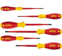 Kit de tournevis Wiha SoftFinish slimFix (35389), 6 pièces, ensemble de tournevis VDE pour électriciens, isolés 1000V, à fente/à croix