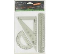 Kit de traçage 3 pièces (régle 20 cm + équerres 45 et 60 + 1 rapporteur) INCASSABLE G