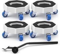 Kit de transport de meubles - Élévateur de meubles avec 4 plateformes - Roulettes pivotantes à 360° - Levier - Tige de rallonge - Fabriqué en ABS et en acier au carbone - Protection pour le sol