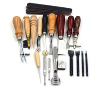 Kit de travail du cuir, 19 pièces, en métal, pour débutants