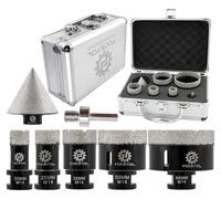 Kit de trépan diamant 7 pièces, de 20 à 68 mm, avec trépan biseauté et adaptateur, pour carrelage, céramique, marbre, granit