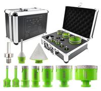 Kit de trépan diamanté, 10 pièces, 6-68 mm, avec foret-scie, foret-guide et adaptateur, pour le perçage de granit, de marbre, de céramique et pour le perçage à sec