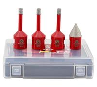 Kit de trépan diamanté 6/6/6 mm + foret biseauté de 20 mm pour porcelaine, céramique, marbre, granit, filetage M14, 4 pièces