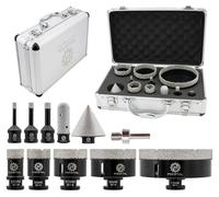 Kit de trépan diamanté de 11 pièces (6-110 mm) comprenant un foret à main, un foret biseauté et un adaptateur M14, pour carrelage, céramique, marbre et granit