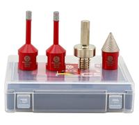 Kit de trépan diamanté pour carrelage comprenant : 6/6 mm, scie à trous + 20 mm, trépan biseauté + adaptateur à douille hexagonale. Adapté pour le porcelaine, la céramique, le marbre et le granit. Fil