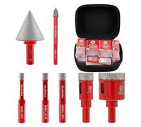 Kit de trépans diamantés 7 pièces (6/8/10/20/35 mm, 35 mm pour biseaux, 6 mm en carbure de tungstène) avec queue triangulaire, pour carrelage, céramique, marbre, granit