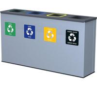 Kit de tri des déchets Alda Eko Station 4 × 60 l, acier laqué, gris