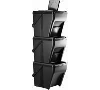 Kit de tri des déchets - Poubelles - 3×25 l - Total 75 l - Autocollants inclus - Pour le recyclage