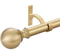 Kit de tringle à rideaux - Élément décoratif - Décoration de fenêtre - Vélo télescopique - Longueur : 75 à 304 cm - Or chaud