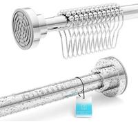 Kit de tringle de douche télescopique - 125-230 cm - 12 segments télescopiques - À coller - sans perçage