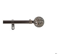 Kit de tringle - HOME MAISON - Nickel mat - 120 à 210 cm - Embouts sphères sculptées