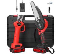 Kit de tronçonneuse, 21V électrique, 6 pouces de puissance de coupe, sécateur sans fil, rouge
