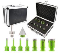 Kit de trongeuses diamantées 9 pièces, de 6 à 35 mm, avec fraise à main et adaptateur, pour carrelage, granit et marbre