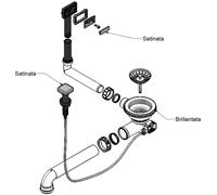 Kit de trop-plein et de vidange 1014090 avec excentrique rotatif pour éviers RIVA 1-3 et PATIO 1-2 / Robinet de vidange / Accessoires