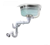 Kit de trop-plein pour évier de cuisine - Design arrière - Siphon en U - En PVC - 114 mm - 40 mm - Débit lisse - Rotation à 360° - Joint d'étanchéité - Parapluie - Installation sans outils
