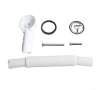 Kit de trop-plein rond pour évier de cuisine à montage latéral avec couvercle de trop-plein en acier inoxydable, tuyau extensible en PVC, 21,5 mm de diamètre, connexion réglable, pièces amovibles pour