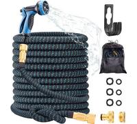 Kit de tuyau d'arrosage flexible de 30 m, haute pression, bleu/noir, 10 fonctions