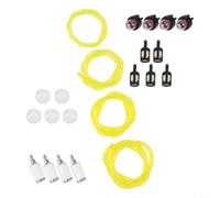 Kit de tuyau de carburant de 4,9 m avec ampoules d'amorçage pour tronçonneuse, débroussailleuse, souffleur - 4 tailles de tuyau d'essence, outils de jardin