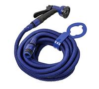 Kit de Tuyau Extensible Tatay Superflex de 15 m, Léger, Pistolet d'Arrosage à 8 Positions, Connecteur Universel, Raccord de Robinet Femelle 3/4"-1/2" et Support de Robinet, Bleu, 9990105
